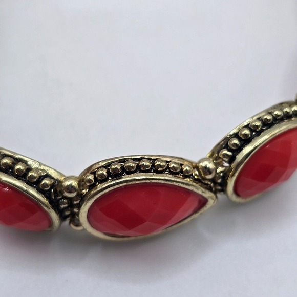 Napier Stretch Bracelet Facet Pink Tear Drops Gold‎ Tone Boho Elegant Preppy - Picture 4 of 9